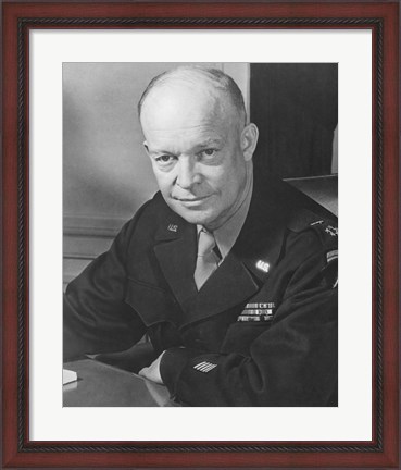 Framed WWII Photo of General Dwight D Eisenhower Print