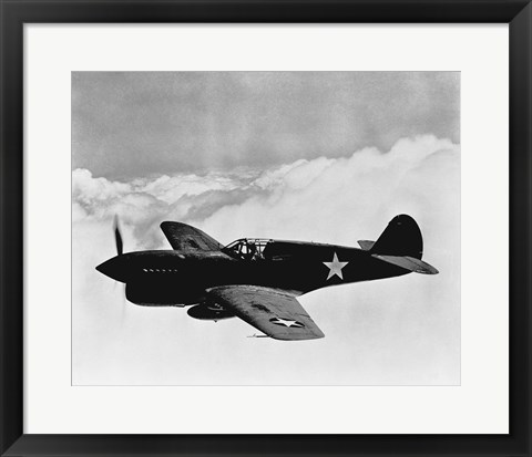 Framed World War II  P-40 Fighter Plane Print