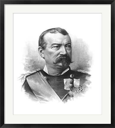 Framed General Philip Sheridan (black &amp; white portrait) Print