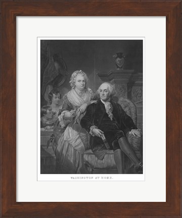 Framed President George Washington and His Family (black and white portrait) Print