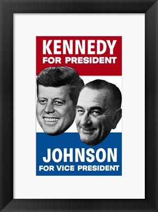 Framed 1960 Democratic Nominees, Kennedy &amp; Johnson Print