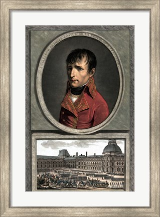 Framed Napoleon Bonaparte Above a Troop Review Print