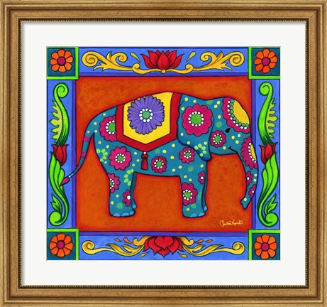 Framed Mosaic Elephant Print
