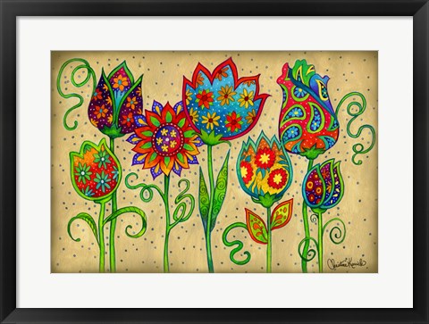Framed Mosaic Flowers-Spring Print