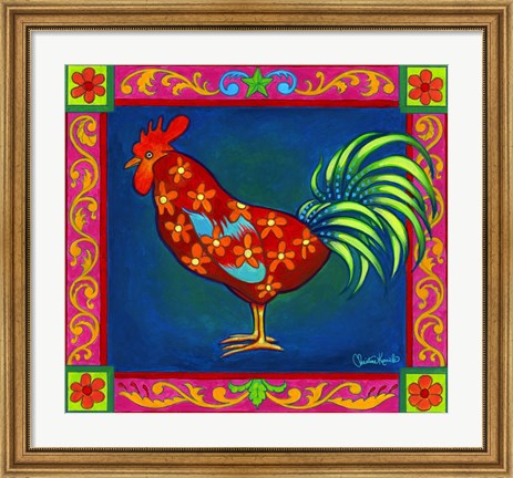 Framed Mosaic Rooster Print