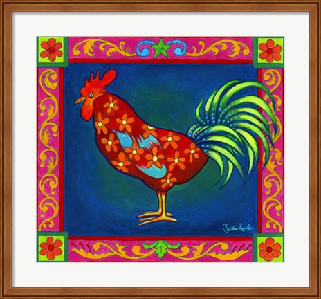 Framed Mosaic Rooster Print