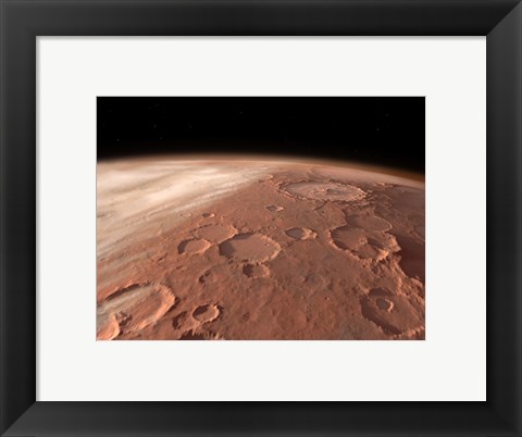 Framed Heavily Cratered Highlands on the Surface of Mars Print
