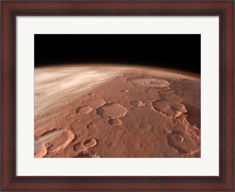 Framed Heavily Cratered Highlands on the Surface of Mars Print