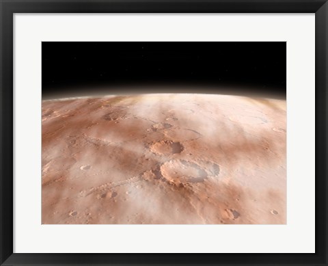 Framed High Altitude Clouds of Water Ice Crystals on the Planet Mars Print
