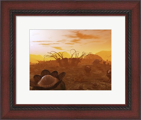 Framed Artist&#39;s Concept of Animal and Plant Life on an Alien Planet Print