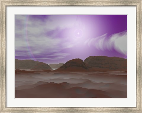 Framed Artist&#39;s concept of the Atmosphere on Pluto Print