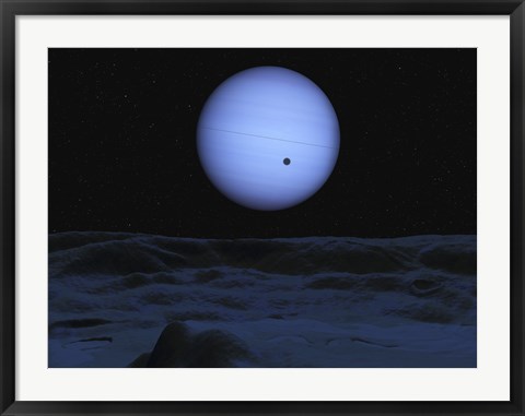 Framed Artist&#39;s concept of Neptune as seen from its largest moon Triton Print