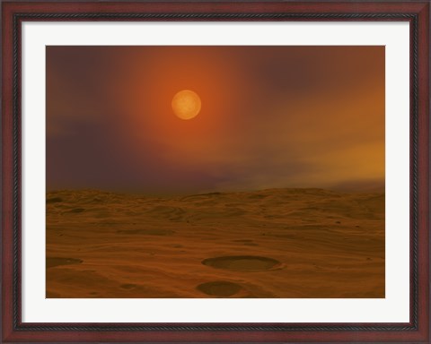 Framed Artist&#39;s concept of Teide 1 from the Surface of a Hypothetical Mars-like Planet Print