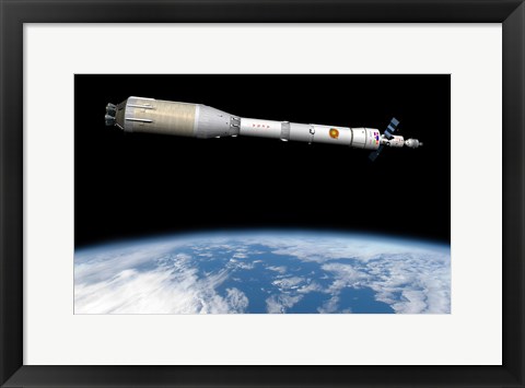 Framed Phobos Mission Rocket System Ready for Departure Print
