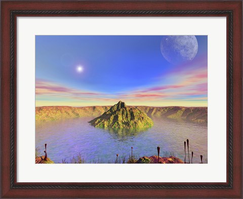 Framed Alien Flora Flourishes in an Impact Crater Print