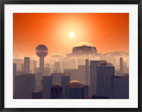 Framed Artist&#39;s Concept of an Earth Buried by Layers of Cities Built by Generations of our Descendants Print