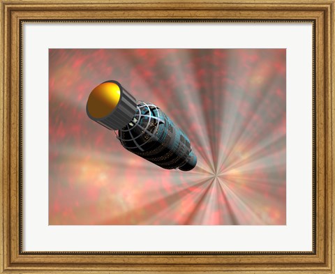 Framed Illustration of a Spacecraft Travelling Faster than the Speed of Light Print