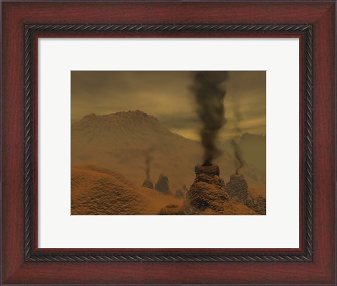 Framed Artist&#39;s concept of Volcanic Activity on the Surface of Venus Print