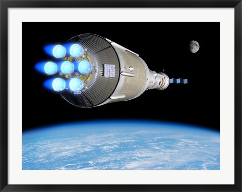 Framed Phobos Mission Rocket Ignites its Chemical Thrusters Print