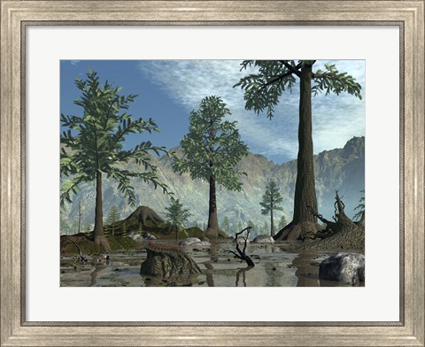 Framed First Trees Begin to Populate Earth near the end of the Devonian Period Print