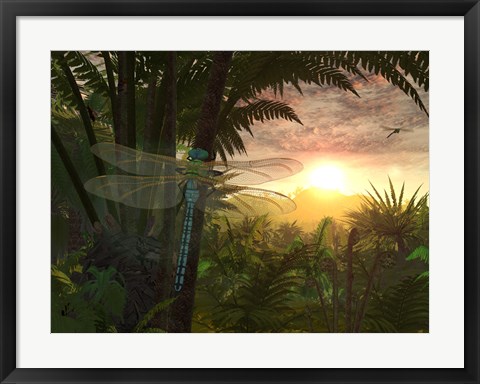 Framed Giant Meganeura with a 30-inch Wingspan Witnesses a Sunrise Print