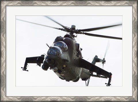 Framed Polish Army Mil Mi-24V Hind in Flight Print