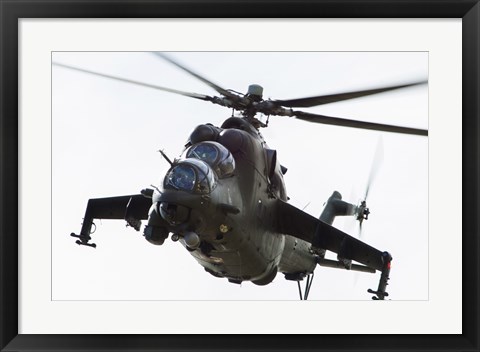 Framed Polish Army Mil Mi-24V Hind in Flight Print