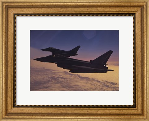 Framed Two German Air Force Eurofighter Typhoon&#39;s at Sunset Print
