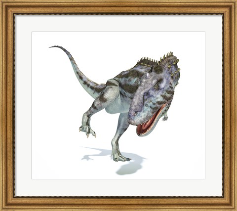 Framed Majungasaurus Dinosaur on White Background Print
