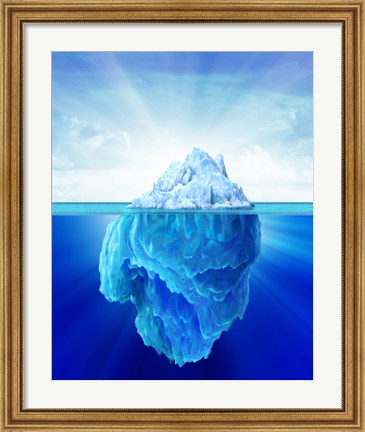 Framed Solitary Iceberg in the Sea Print