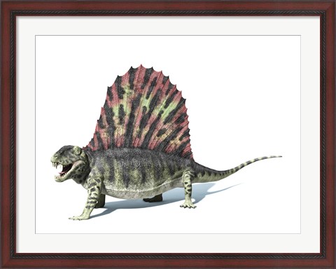 Framed 3D Rendering of a Dimetrodon Dinosaur Print