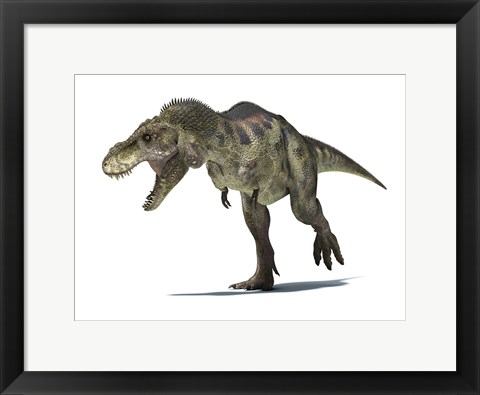 Framed 3D Rendering of a Tyrannosaurus Rex Dinosaur Print
