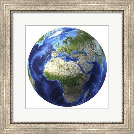 Framed 3D Rendering of Planet Earth, Centered on Africa and Europe Print