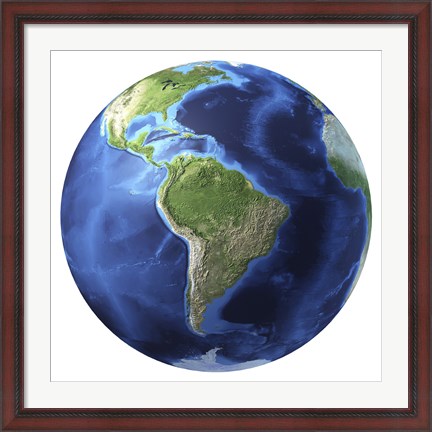 Framed 3D Rendering of Planet Earth, Centered on South America Print
