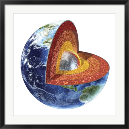 Framed Cross Section of Planet Earth Showing the Inner Core Print