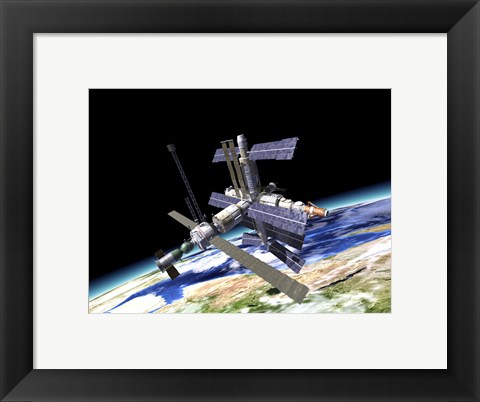 Framed Space Station in Orbit Around Earth Print