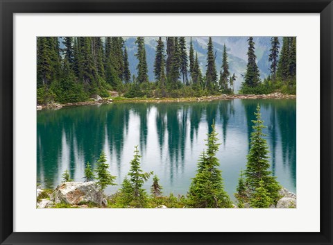 Framed British Columbia, Revelstoke NP, Lake Eva, Mountains Print