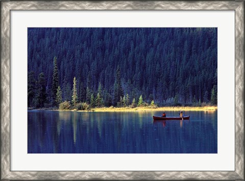 Framed Fishing on Waterfowl Lake, Banff National Park, Canada Print