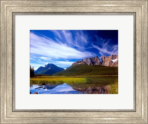 Framed Waterfowl Lake and Rugged Rocky Mountains, Banff National Park, Alberta, Canada Print
