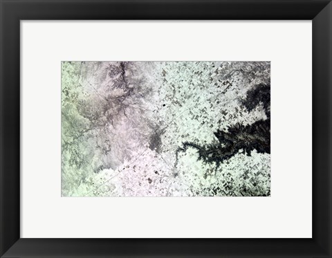 Framed Satellite View of Amarillo, Texas, Covered in Snow Print