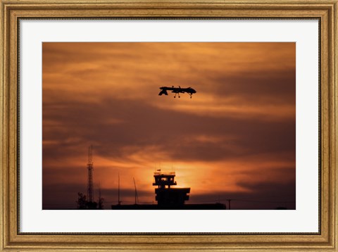Framed MQ-1 Predator over COB Speicher at Sunset, Tikrit, Iraq Print