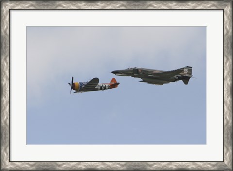 Framed P-47 Thunderbolt and an F-4 Phantom in Flight Print