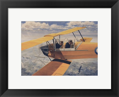 Framed De Havilland DH82 Tiger Moth basic Trainer Biplane from the 1930&#39;s Print