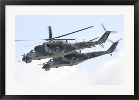 Framed Czech Air Force Mi-24 Hind Helicopters Print