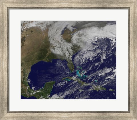 Framed Satellite View of a Nor&#39;easter Storm over the United States Print