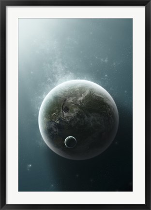 Framed Earth-Like Planet Illuminated by a Nearby White Dwarf Print