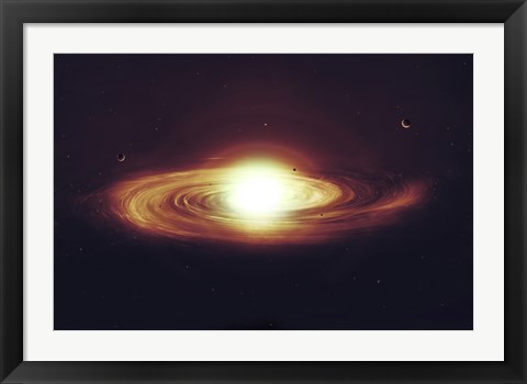 Framed Implosion of a Sun with Visible Solar System and Planets Print