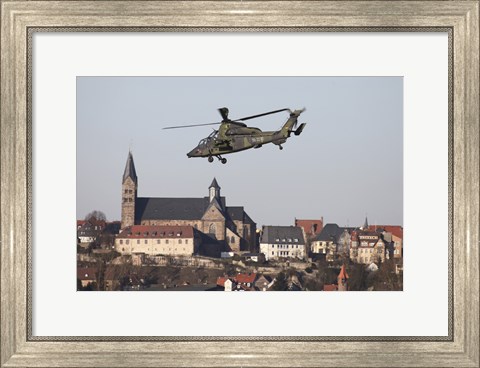 Framed German Tiger Eurocopter Flying Over the Town of Fritzlar, Germany Print