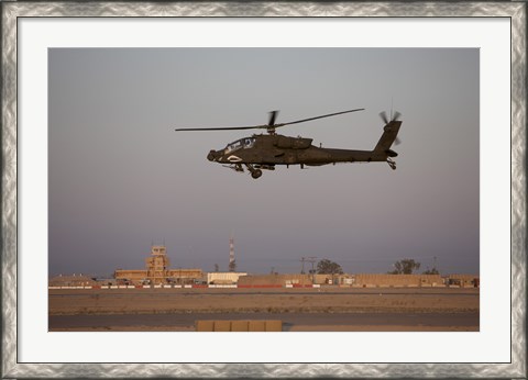 Framed AH-64D Apache Longbow Block III Flies by the Control Tower on Camp Speicher Print