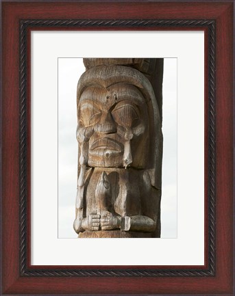 Framed Gitksan totem pole, Kispiox Village, British Columbia Print